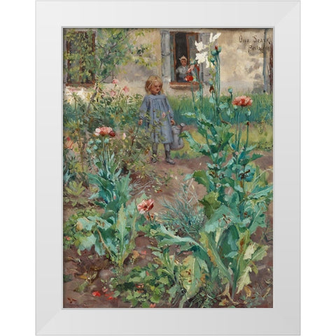Garden in Paris White Modern Wood Framed Art Print by Stark, Otto