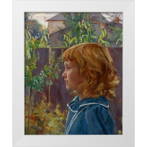 Portrait of a Young Girl White Modern Wood Framed Art Print by Stark, Otto