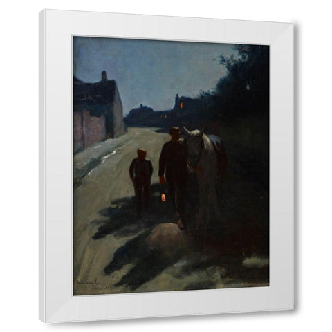 Moonlight (On the Road at Night) White Modern Wood Framed Art Print by Stark, Otto