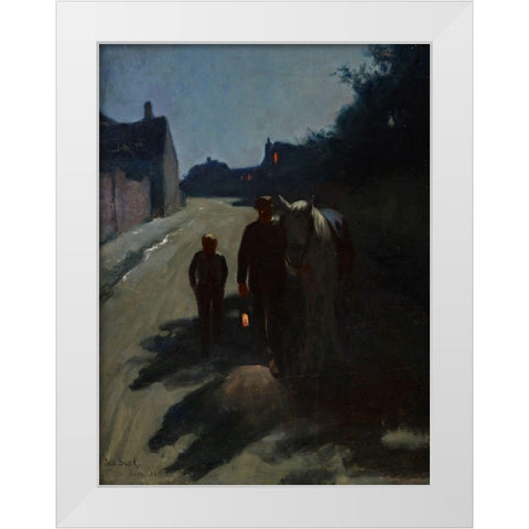 Moonlight (On the Road at Night) White Modern Wood Framed Art Print by Stark, Otto