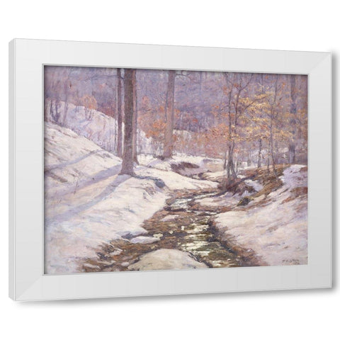 Winter Sunlight White Modern Wood Framed Art Print by Steele, Theodore Clement