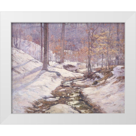 Winter Sunlight White Modern Wood Framed Art Print by Steele, Theodore Clement