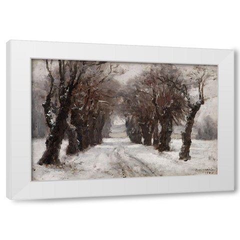 Winter in Munich White Modern Wood Framed Art Print by Steele, Theodore Clement