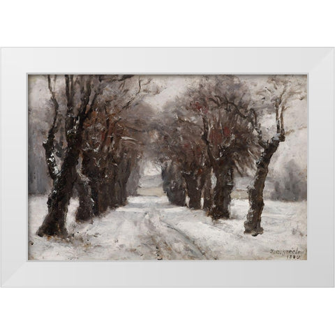 Winter in Munich White Modern Wood Framed Art Print by Steele, Theodore Clement
