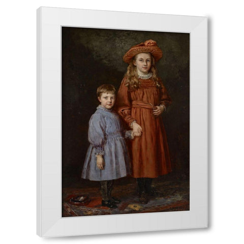 The Pierce Children White Modern Wood Framed Art Print by Steele, Theodore Clement
