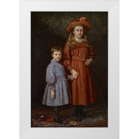 The Pierce Children White Modern Wood Framed Art Print by Steele, Theodore Clement