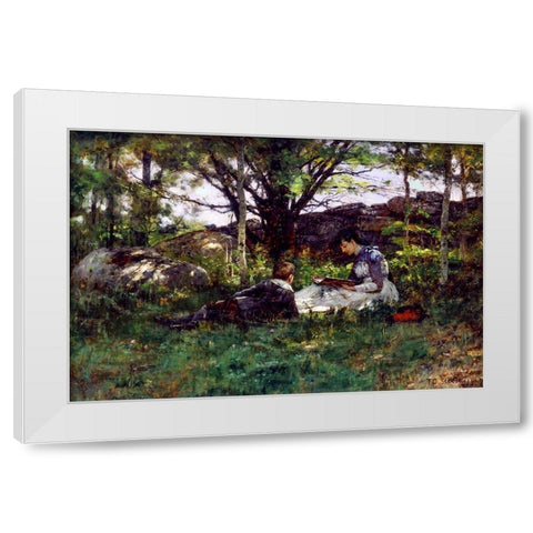 A June Idyl White Modern Wood Framed Art Print by Steele, Theodore Clement