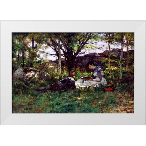 A June Idyl White Modern Wood Framed Art Print by Steele, Theodore Clement