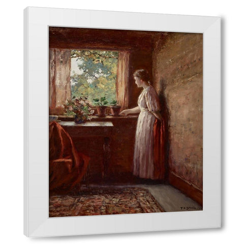 The Girl by the Window White Modern Wood Framed Art Print by Steele, Theodore Clement