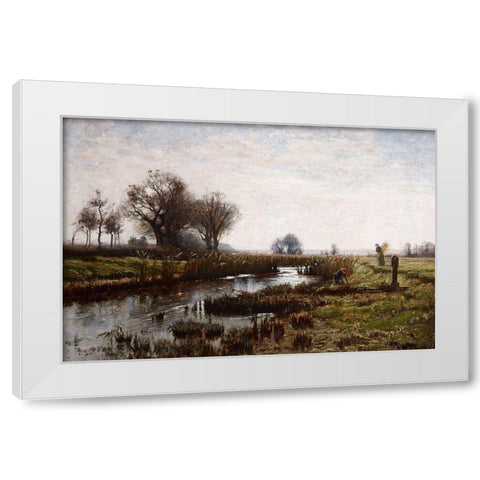 Late Afternoon-Dachau Moor White Modern Wood Framed Art Print by Steele, Theodore Clement