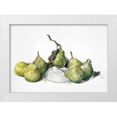 Green Pears White Modern Wood Framed Art Print by Demuth, Charles