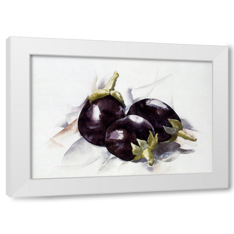 Eggplants White Modern Wood Framed Art Print by Demuth, Charles