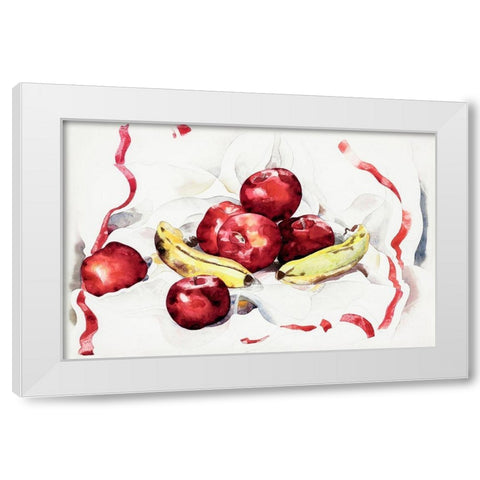 Still Life with Apples and Bananas White Modern Wood Framed Art Print by Demuth, Charles