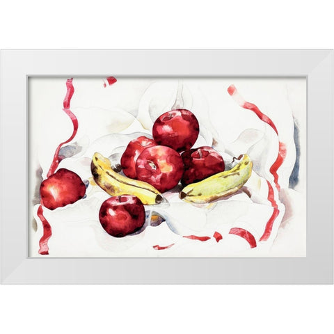 Still Life with Apples and Bananas White Modern Wood Framed Art Print by Demuth, Charles