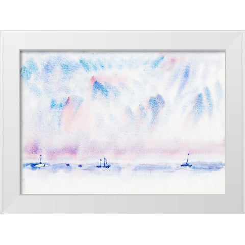 Bermuda Sky and Sea with Boats White Modern Wood Framed Art Print by Demuth, Charles