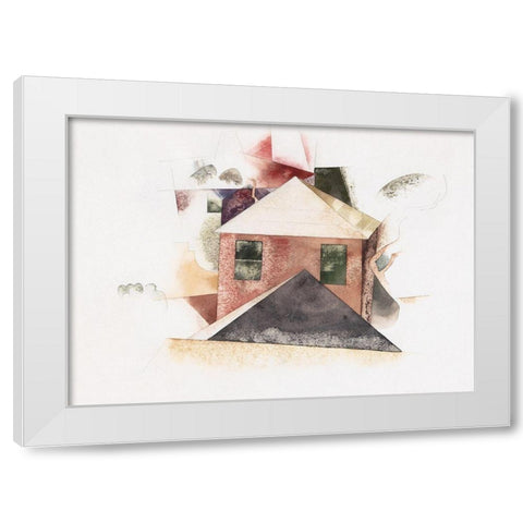 Houses with Red White Modern Wood Framed Art Print by Demuth, Charles