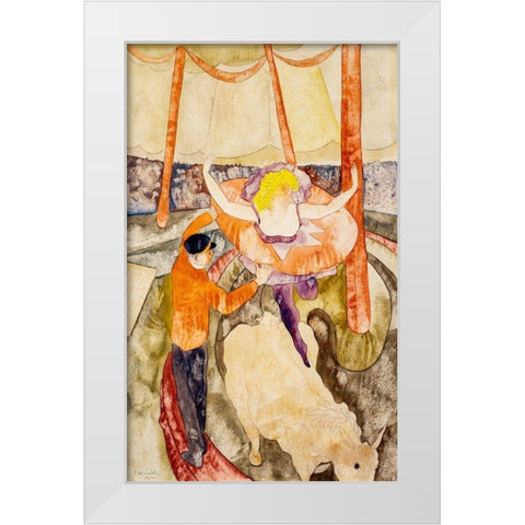 Equestrienne and Assistant White Modern Wood Framed Art Print by Demuth, Charles