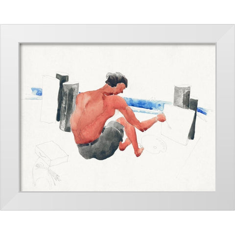 The Artist on the Beach Sketching White Modern Wood Framed Art Print by Demuth, Charles