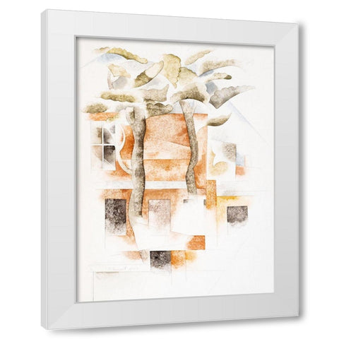 Bermuda-Houses Seen Through Trees White Modern Wood Framed Art Print by Demuth, Charles
