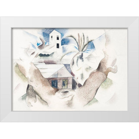 Bermuda No. 1-Tree and House White Modern Wood Framed Art Print by Demuth, Charles