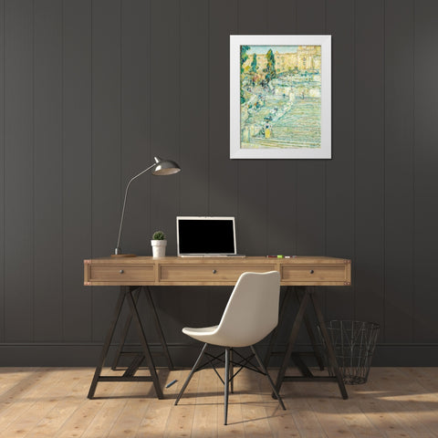 The Spanish Stairs-Rome White Modern Wood Framed Art Print by Hassam, Childe