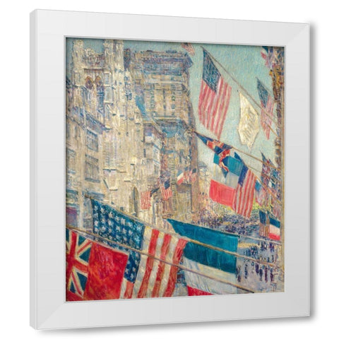 Allies Day White Modern Wood Framed Art Print by Hassam, Childe