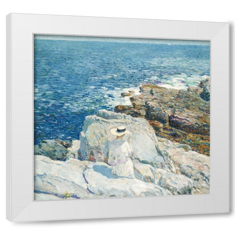 South Ledges-Appledore White Modern Wood Framed Art Print by Hassam, Childe