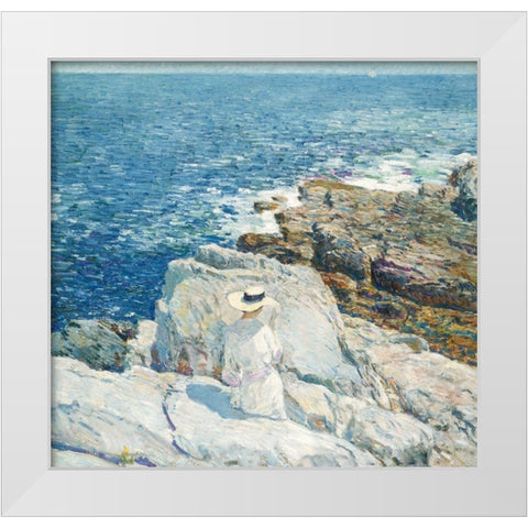 South Ledges-Appledore White Modern Wood Framed Art Print by Hassam, Childe