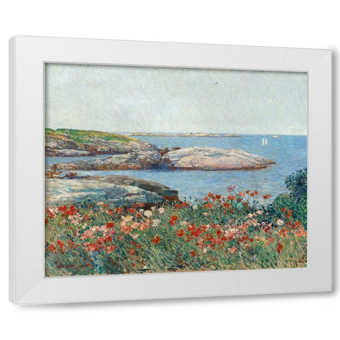 Poppies-Isles of Shoals White Modern Wood Framed Art Print by Hassam, Childe