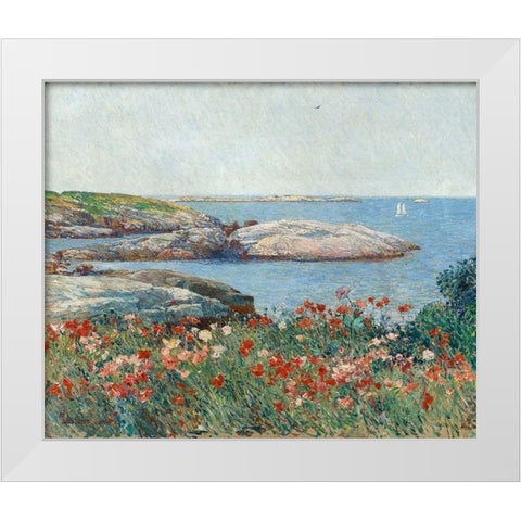 Poppies-Isles of Shoals White Modern Wood Framed Art Print by Hassam, Childe