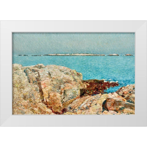 Duck Island White Modern Wood Framed Art Print by Hassam, Childe
