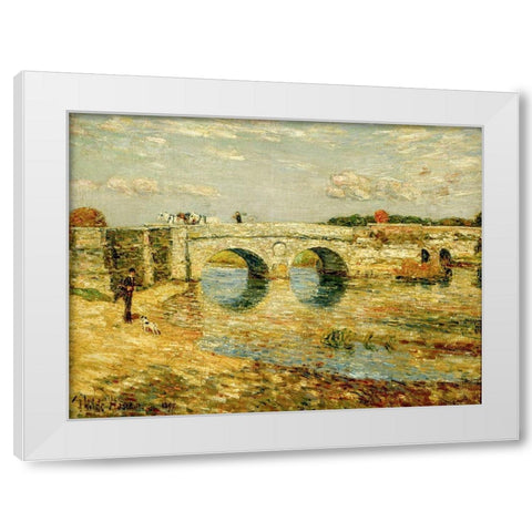 Bridge Over the Stour White Modern Wood Framed Art Print by Hassam, Childe