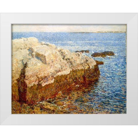 Cliff Rock Appledore White Modern Wood Framed Art Print by Hassam, Childe