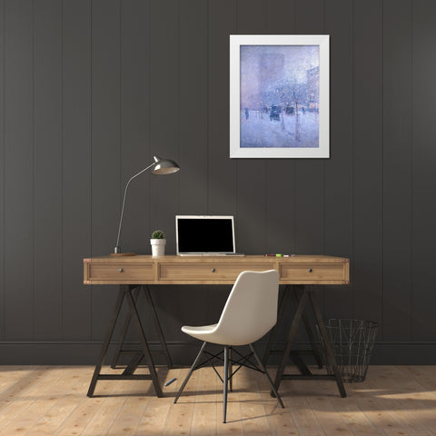 Late Afternoon-New York-Winter White Modern Wood Framed Art Print by Hassam, Childe