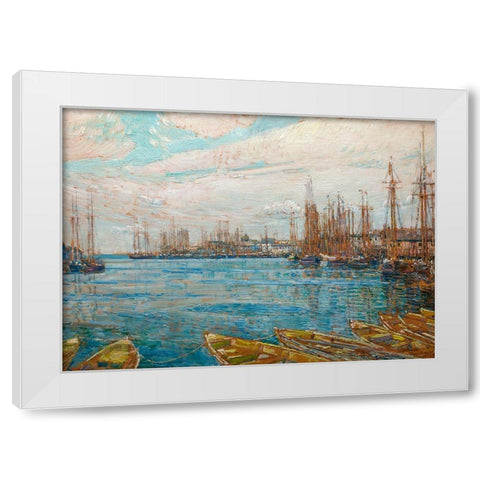 Harbor of a Thousand Masts White Modern Wood Framed Art Print by Hassam, Childe