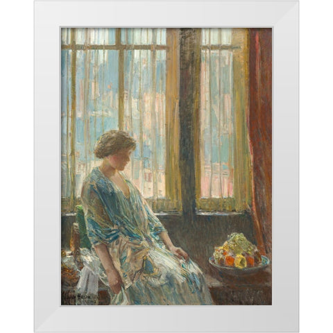 The New York Window White Modern Wood Framed Art Print by Hassam, Childe