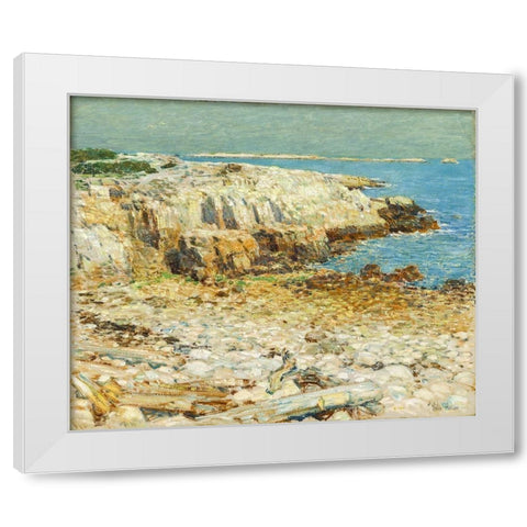 A North East Headland White Modern Wood Framed Art Print by Hassam, Childe