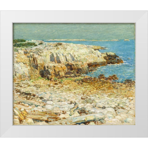A North East Headland White Modern Wood Framed Art Print by Hassam, Childe