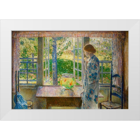 The Goldfish Window White Modern Wood Framed Art Print by Hassam, Childe