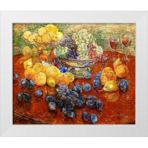 Oregon Still Life White Modern Wood Framed Art Print by Hassam, Childe