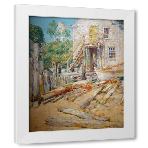 Riggers Shop-Provincetown-Mass White Modern Wood Framed Art Print by Hassam, Childe