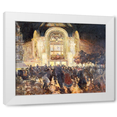 The Gaumont Palace cinema-place de Clichy White Modern Wood Framed Art Print by Abel-Truchet, Louis