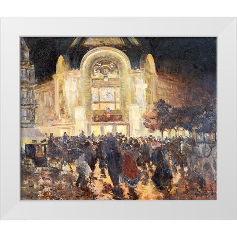 The Gaumont Palace cinema-place de Clichy White Modern Wood Framed Art Print by Abel-Truchet, Louis