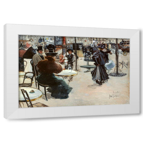 Street scene-Cafe terrace White Modern Wood Framed Art Print by Abel-Truchet, Louis