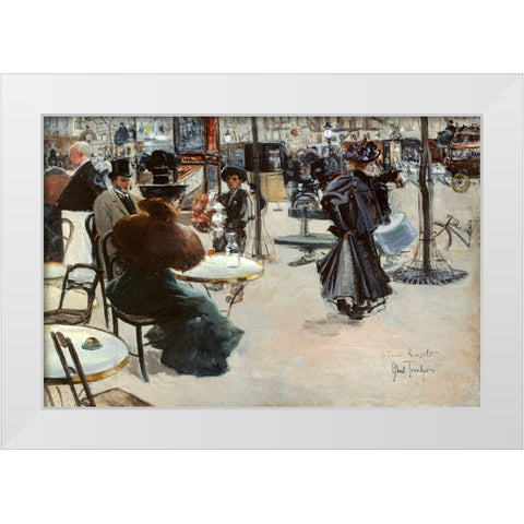Street scene-Cafe terrace White Modern Wood Framed Art Print by Abel-Truchet, Louis