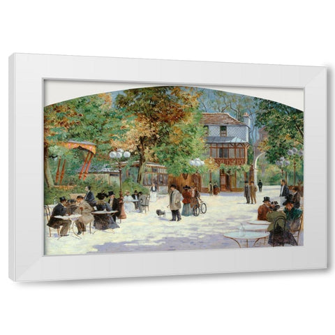 At the Chalet du Chateau de Madrid-in the Bois de Boulogne White Modern Wood Framed Art Print by Abel-Truchet, Louis