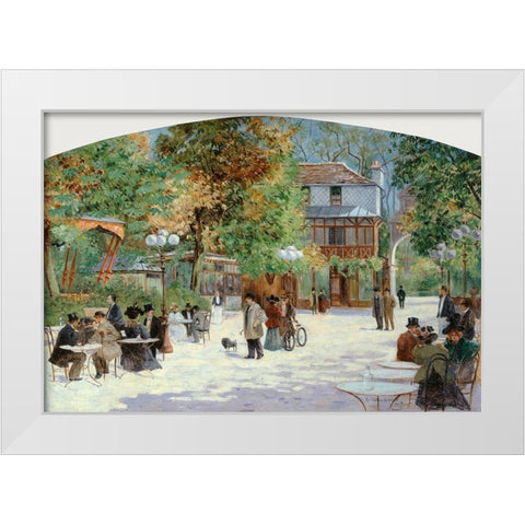 At the Chalet du Chateau de Madrid-in the Bois de Boulogne White Modern Wood Framed Art Print by Abel-Truchet, Louis