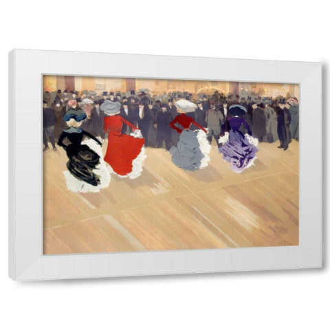 The quadrille at the Moulin-Rouge White Modern Wood Framed Art Print by Abel-Truchet, Louis
