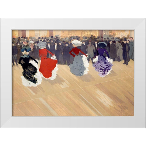 The quadrille at the Moulin-Rouge White Modern Wood Framed Art Print by Abel-Truchet, Louis