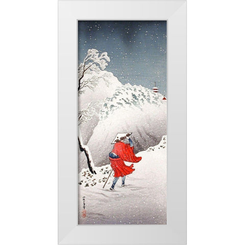 Snowy Evening on a Mountain Path White Modern Wood Framed Art Print by Takahashi, Hiroaki